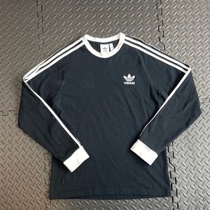 adidas Black Long Sleeve Tee with White Stripes
